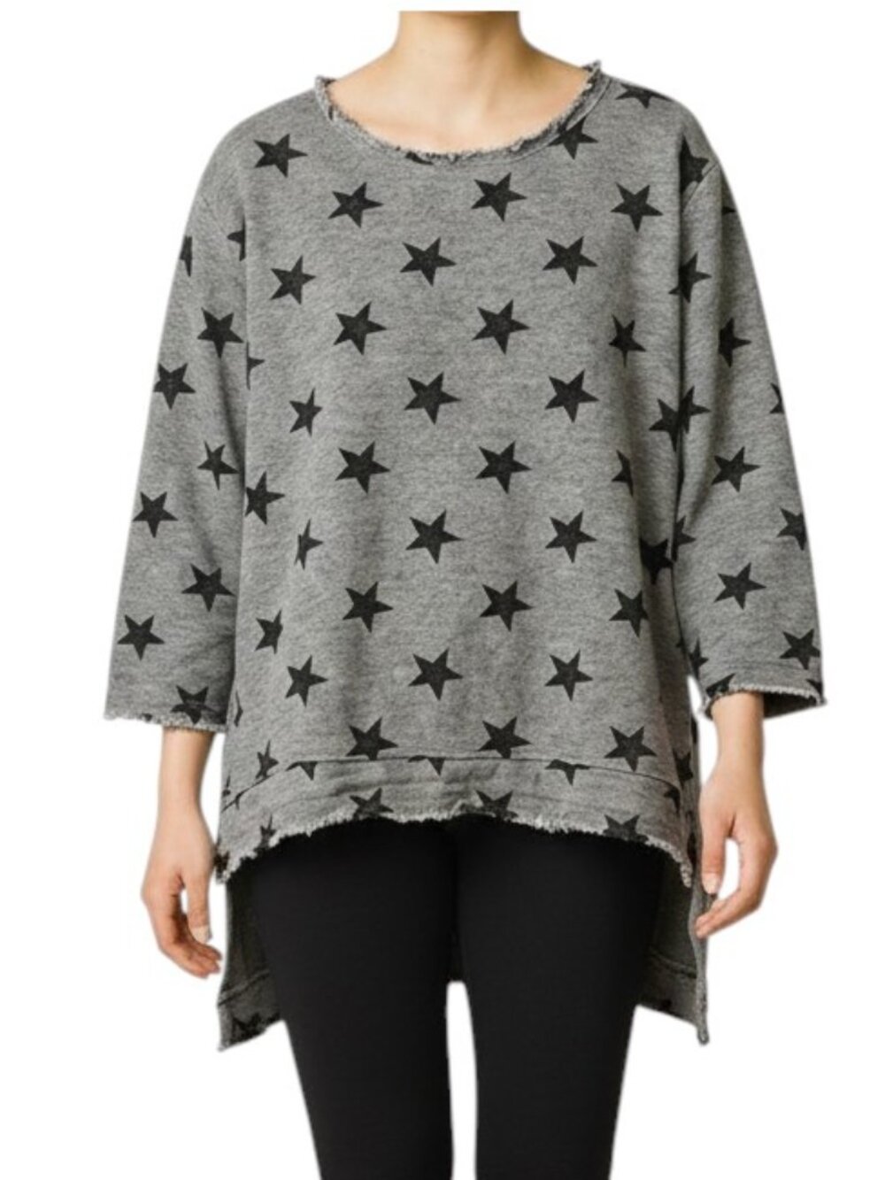 Jaded Gypsy Star Print Tunic, Gray & Black L/XL